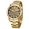 FORSINING Mens Automatic Skeleton Big Face High End Strong Mechanical Movement Watch Gold and Black