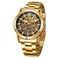 FORSINING Mens Automatic Skeleton Big Face High End Strong Mechanical Movement Watch Gold and Black