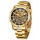 FORSINING Mens Automatic Skeleton Big Face High End Strong Mechanical Movement Watch Gold and Black