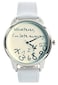 Vavna Whatever Im late anyway Print Leather Women Men Silver Quartz Watch White