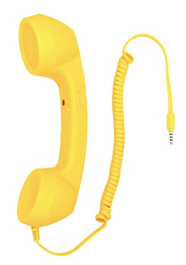 YTYKINOY Retro 35mm Telephone Handset Cell Phone Receiver Mic Microphone Speaker for iPhone iPad Mobile Phones Cellphone Smartphone Yellow