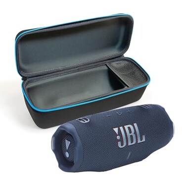 JBL Charge 6 Blue Bundle with divvi Protective Hardshell Case Black