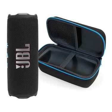JBL Flip 7 BlackOrange Bundle with divvi Protective Hardshell Case Black
