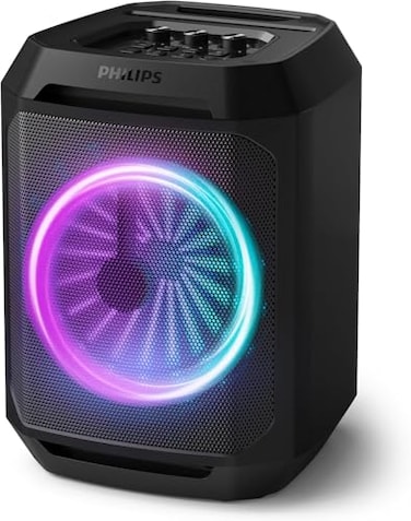 PHILIPS Philips Bluetooth Party Speaker Dynamic Bass Boost Bluetooth and Auxin Microphone Input Wireless Pairing for Stereo Sound Up to 7 Hours Battery Builtin Carry Handle Party Speaker 22084