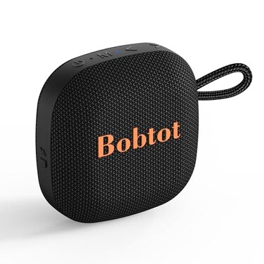 Bobtot Portable Bluetooth Speakers Wireless IPX7 Waterproof Mini Speaker with 16H Playtime Loud Stereo Sound TWS Builtin Microphone Small Size with Lanyard Black