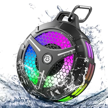 bondidea Waterproof Bluetooth Shower Speaker with Suction Cup IPX7 Bathroom Speaker 15W Loud Stereo Sound Deep Bass TWS Pairing RGB Lights Portable Speaker Gift for Men Women