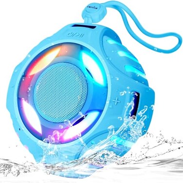 comiso Shower Bluetooth Speaker IP67 Waterproof Speaker with LED Light Portable Speakers with True Wireless Stereo Floating 2000mAh BuiltinMic Ideal for Travel Beach Gifts for Unisex