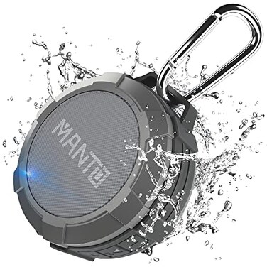 MANTO Bluetooth Speaker IPX5 Waterproof Portable Shower Speaker 12H Battery Bluetooth Micro SD Playback Up to 32GB Card Not Included Compact Design for Travel Camping Hiking and Home