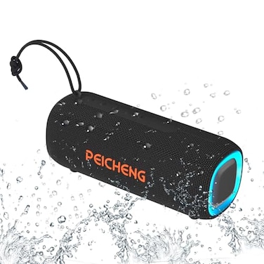 PEICHENG Bluetooth Speaker Portable Wireless Clear Loud Stereo Sound IPX5 Waterproof with RGB Lights BT53 Long Playtime TWS Pairingfor Home Party Outdoor BeachGreat Gift Choice Black