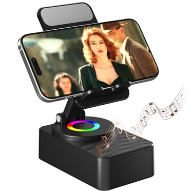 voijump Cell Phone Stand with Wireless Bluetooth Speaker LED AntiSlip Base HD Surround SoundPerfect for HomeOutdoor with Bluetooth Speaker for Desk Compatible with iPhoneipadAndroidGifts for Men Women