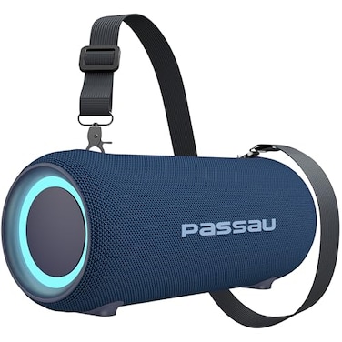 Passau Portable Bluetooth Speakers 40W Peak Loud Stereo Sound Passive RadiatorsDeep Bass All Day Playtime Adjustable Strap BT53 IPX5 Wireless Speaker RGB Lights for Indoor OutdoorBlue