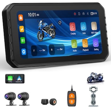 Spedal CL873P 625 Motorcycle CarPlay Android Auto Screen Dual 1080P Dash Cameras 23 Ways TPMS Full Body Waterproof GPS Navigation for Motorbike