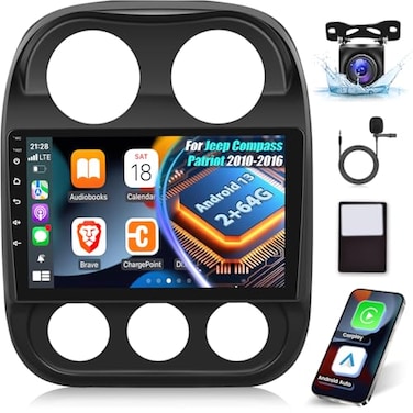 EKAT Car Radio for Jeep Compass Patriot 2010 2011 2012 2013 2014 2015 2016 2G64G 101 inch Android Touch Screen Patriot Stereo CarPlayAndroid AutoDSP Audio1080PSWCBluetoothWiFi