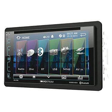 Soundstream VR65B DoubleDIN Bluetooth DVDCDAMFM inDash Car Stereo with 62 Smart Sense Screen