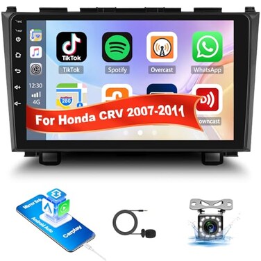 CAMECHO Car Stereo for Honda CRV 20072011 Car RadioMP5 Player with Apple Carplay Android Auto Mirror Link 9 Touch Screen Car Radio with Bluetooth Backup Camera FM SWC Dual USB Input