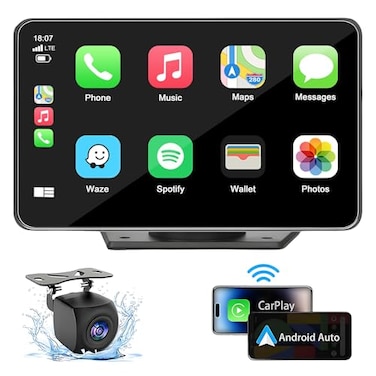 Capapro 7 HD Portable Carplay Wireless Touch Screen Double Din Car Stereo Compatible Apple Carplay and Android Auto with GPS Navigation Voice Control Mirror Link Bluetooth