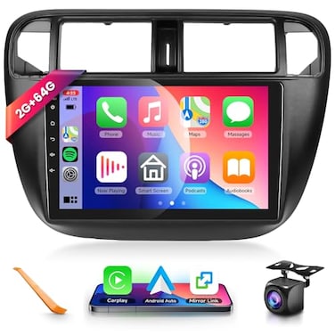 podofo 2G64G Car Radio Stereo for Honda Civic 19962001 with Wireless CarPlayAndroid Auto 9 Inch HD Touch Screen Android 13 Head Unit GPS WiFi Bluetooth FMRDS EQ HD Backup Camera