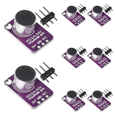 Shutao 8 Pcs MAX4466 Electret Microphone Amplifier Adjustable Module Microphone Preamplifier Blue Breakout Board