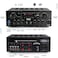 Pyle 2Channel Stereo Amplifier with Bluetooth Wireless 250W Audio Receiver Perfect for Karaoke with Dual Mic in with Echo Mic TalkOver FM Radio USBA MP3 Player RCA AUX Remote PTA24BT5