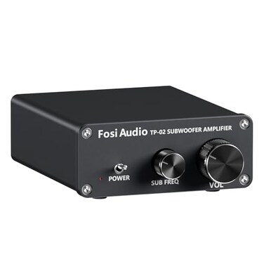 Fosi Audio TP02 Subwoofer Amplifier Home Audio Mini Bass Amp Mono Subwoofer Amp with TDA7498E Chip 220W Volume and Frequency Control for Powered Passive Subwoofers Bass Shakers