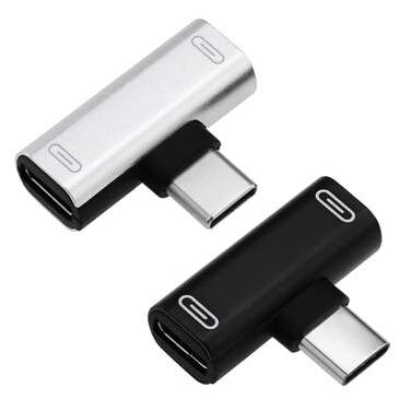 Be In Your Mind 2Pcs Dual Type C Splitter Adapter USBC ChargingCallingRemoteMusic 2 in 1 Type C Converter Compatible with Huawei Compatible with Honor Compatible with Xiaomi Black Silver