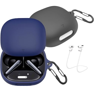 easyBee 2 Pack Case Compatible with Soundcore Liberty 4 Pro Charging Cover with 2 Keychain and AntiLost Strap Soft Liquid Silicone Ultra Thin Shockproof Protective Kit Black and Blue