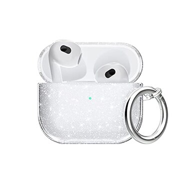 Aircawin Compatible with Airpods 3 Case Clear GlitterSparkle Bling Case for Airpods 3rd Generation Case Cover 2021Full Protective Soft TPU Case for Airpod 3 Case with KeychainGlitter