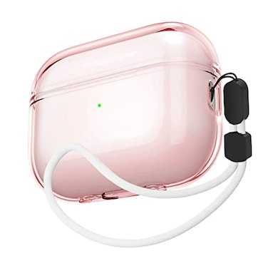 Aircawin for Airpods Pro 2 Case ClearSoft TPU Skin for Airpod Pro 2nd Generation Case Cover 2022Full Protective Transparent Shockproof Drop Protection Case with Strap for Airpods Pro 2Pink