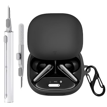 Ziseyoru Case Cover Compatible with Soundcore Liberty 4 Pro by Anker Soft Silicone Liberty 4 Pro Earbuds Protective Case with Cleaner Kit with Carabiner Keychain Accessories Black