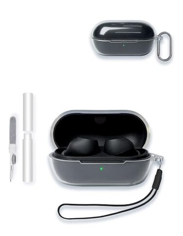 WUNIAK Case Cover for Sony WFC710N Truly Wireless NoiseCanceling Earbuds Clear Soft TPU Protective Cover with Keychain and Cleaner Kit for Women Men Shockproof SkinClear