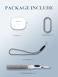 WUNIAK Case for Bowers Wilkins Pi8 Wireless Earbuds inEar Bluetooth Earphones Soft Silicone Protective Portable Scratch Shock Resistant Shell with Cleaner Kit Carabiner LanyardWhite