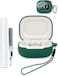 WUNIAK Case for JBL Live Beam 3 Buds 3 Flex 3 Earbuds Soft Silicone Protective Portable Scratch Shock Resistant Compatible with Shell with Cleaner Kit Carabiner LanyardGreen