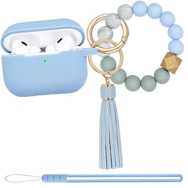 KOUJAON Compatible with Airpods Pro 2nd Generation Case Cover 2022 Soft Silicone Protective Cover with Bracelet Keychain for Apple Airpods Pro 2 Case for Women Sky Blue