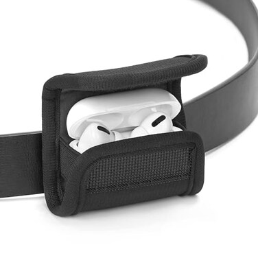 GEEKRIA Geekria Earbuds Pouch with Belt Loop Compatible with Apple AirPods Pro 32 AirPods 432 Protective Case Cover with Clip Holder for Bag Strap Black
