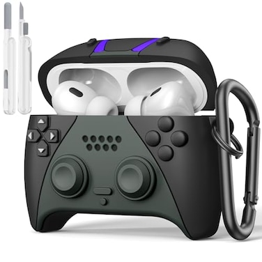 KOREDA Compatible with AirPods Pro 2nd1st Generation Case with Cleaner Kit Cute Funny Cool Game Player Design Silicone Protective Cover with Keychain for AirPods Pro Case 202320222019 Black