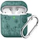 Lerobo Flower Engraved Cover for AirPods Case Stylish Soft Silicone Protector with Keychain Compatible with Apple AirPod 1st2nd Generation Charging Case Front LED Visible Pine Green