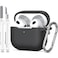 MHYALUDO for AirPods 3rd Generation Case Cover Military Grade Soft Silicone ShockAbsorbing for AirPods 3 Case with Keychain Cleaning kit Black