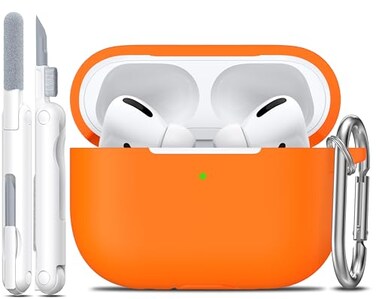 R-fun Rfun for AirPods Pro 2 Case Soft Silicone Protective Cover with Keychain and Cleaning Pen Compatible with AirPods Pro 2nd1st Generation Supports Wireless Charging Orange
