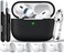 RFUNGUANGO for AirPods Pro 2 Case Cover with Cleaner Kit EarTips and Keychain Soft Silicone Protective Cover for Apple AirPods Pro 2nd1st Generation Case Support Wireless Charging Black