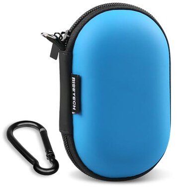 RISETECH Earbud Case Holder Earphone Case Wired Headphone Storage Pouch Hard EVA Small Zipper Bag Compatible with Oval Wireless Earbuds Beats Studio Buds TOZO Golden X1 Soundcore Space A40 Blue