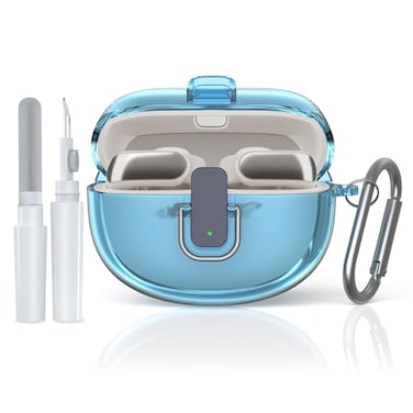 TUDIOW Secure Lock for Bose Ultra Open Earbuds Case2024 Clear TPU Shockproof Protective Cover for Bose Open Ear Wireless Earbuds Accessories with Cleaning Kit Keychain Clear Blue