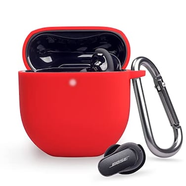 AKSHFETH Silicone Cover for Bose QuietComfort Earbuds II 2022 Soft Shockproof Silicone Protective Case Sleeve Skin Cover for Bose QuietComfort Earbuds II Red