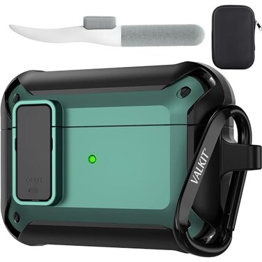 valkit Valkit for Airpods Pro Case Cover with Lock Military Armor Series FullBody AirPod Pro Case with Keychain Cool Air Pod Pro Shockproof Protective Case for AirPods Pro 2019 BlackGreen