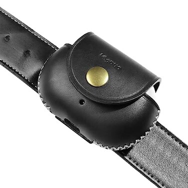 VogDuo VogDUO Genuine Leather Case for Beats Studio Buds Holder Full Cover with Belt Loop Soft Protection Compatible with Beats Studio Buds Black Belt Loop