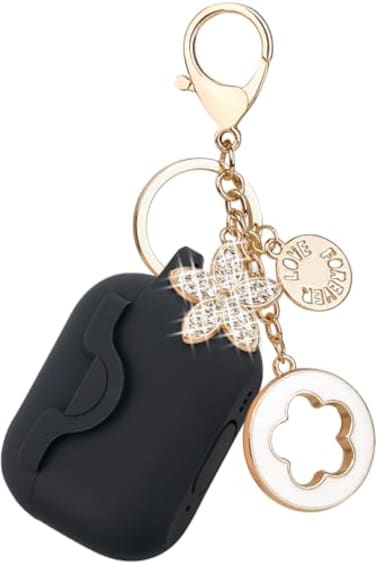 VOTILE Secure Lock Case for Airpods Pro 2 Case with Cute Bling Keychain Silicone Protective Case Cover for Airpods Pro 2nd Generation Case Women Girls Black