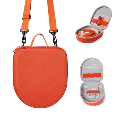 WannaBi Travel Case Holder for Yoto Mini Player Headphone Audiobook Cards Protective Storage Organizer Carrier with Adjustable Shoulder Strap for Kids Orange