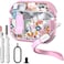 wenew WENEW Case for AirPods Pro Pro 2 Case Cover Secure Lock Automatic Snap Switch Clip Cleaner Kit Lanyard Women Stylish Flower Full Body Hard Shell Front LED Visible Pink Flower AirPods Pro Pro 2