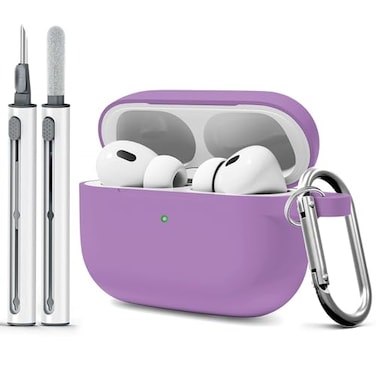 Woyinger AirPods Pro Case Cover with Cleaner KitSoft Silicone Case for Apple AirPod Pro 1st2nd GenerationAirPods ProPro 2 Case Accessories with KeychainLight Purple