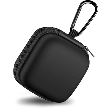 Woyinger Square Earbud Case Portable EVA Storage Bag Cell Phone Accessories Organizer with Carabiner for WiredWireless Earphone Earbud Earpieces SD Memory Card Camera Chips Tech Pouch Black