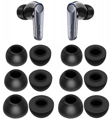 JNSA Foam Ear Tips Noise Canceling Memory Foam Eartips Ear Cap Replacement Ear Tip Compatible with Ear Fun Air Pro 4 Earbuds Free Pro 3 Free 2S Air Pro 3 Air 2 LMS 3 Size 6 PairsBlack 2146P